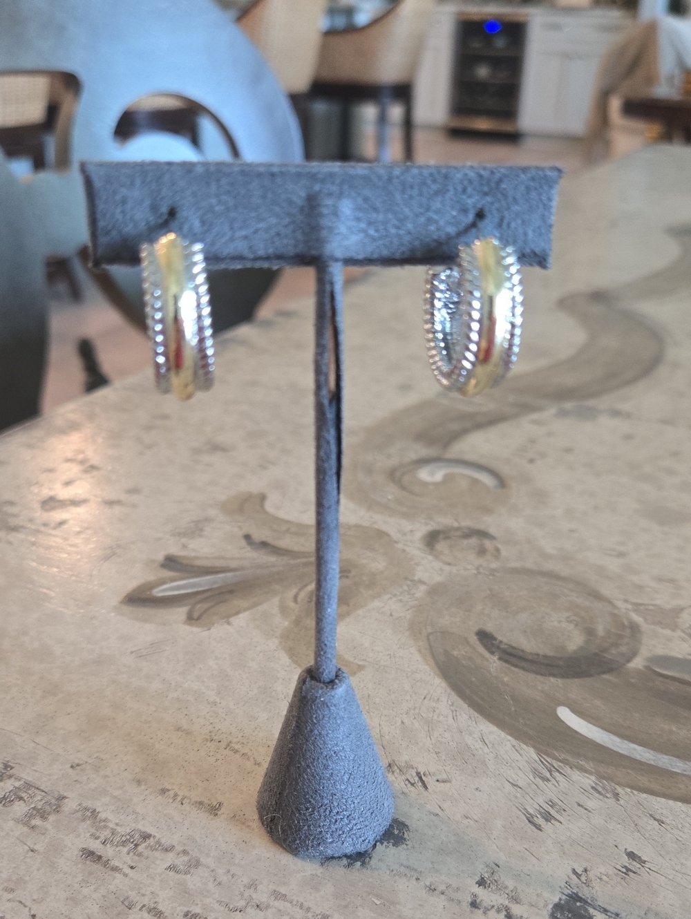 Two-Tone Gold and Silver Hoop Earrings - Women Jewelry